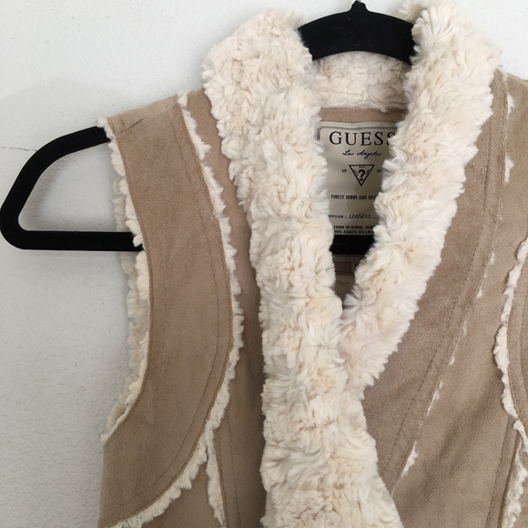 Guess Los Angeles Faux Fur Suede Winter Vest - Picture 4 of 8
